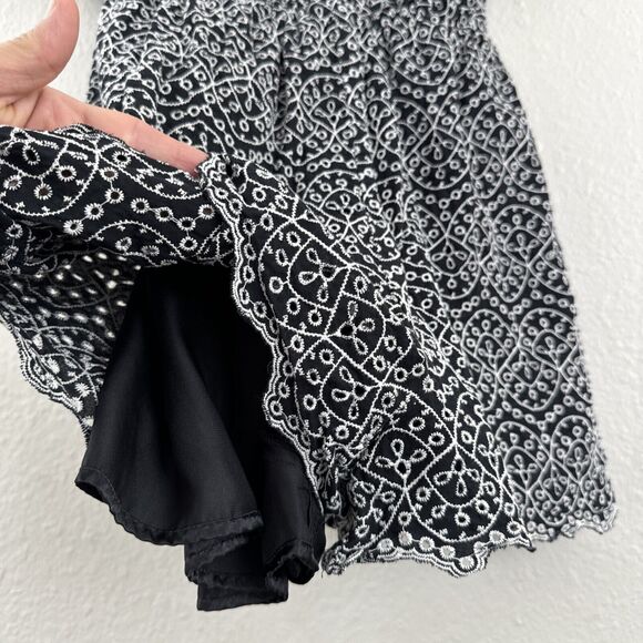 Express Formal Romper Overalls Black White Geometric Lined V Neck Women's Size S - Picture 8 of 16